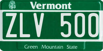 VT license plate ZLV500