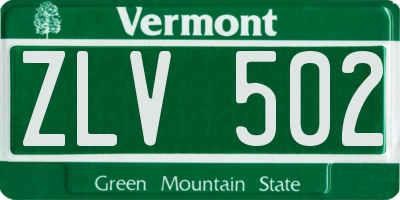 VT license plate ZLV502