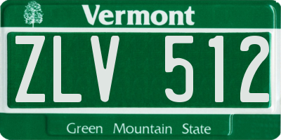 VT license plate ZLV512