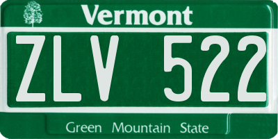 VT license plate ZLV522
