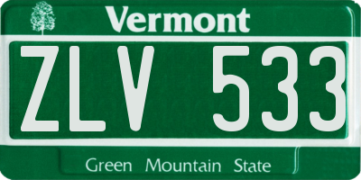 VT license plate ZLV533