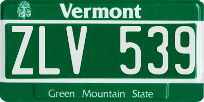 VT license plate ZLV539