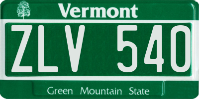 VT license plate ZLV540