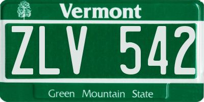 VT license plate ZLV542