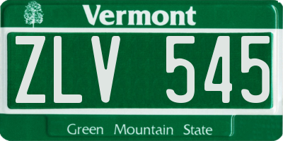 VT license plate ZLV545