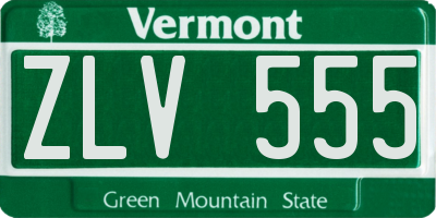 VT license plate ZLV555