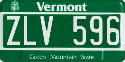 VT license plate ZLV596
