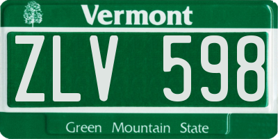 VT license plate ZLV598