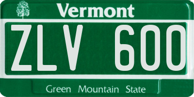 VT license plate ZLV600