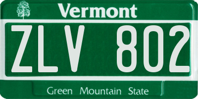 VT license plate ZLV802