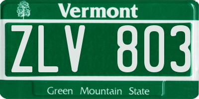 VT license plate ZLV803