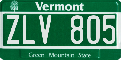 VT license plate ZLV805