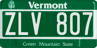 VT license plate ZLV807