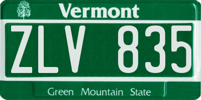 VT license plate ZLV835