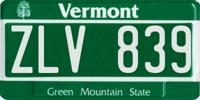 VT license plate ZLV839