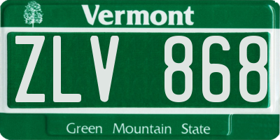 VT license plate ZLV868