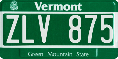 VT license plate ZLV875