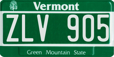 VT license plate ZLV905