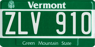 VT license plate ZLV910