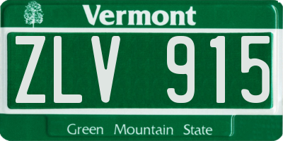 VT license plate ZLV915