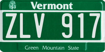 VT license plate ZLV917
