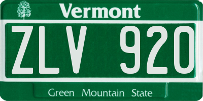 VT license plate ZLV920