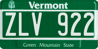 VT license plate ZLV922