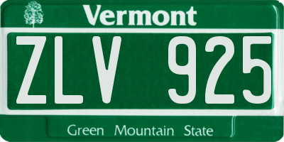 VT license plate ZLV925
