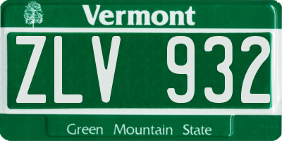 VT license plate ZLV932