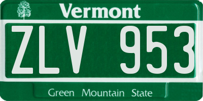 VT license plate ZLV953