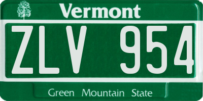 VT license plate ZLV954