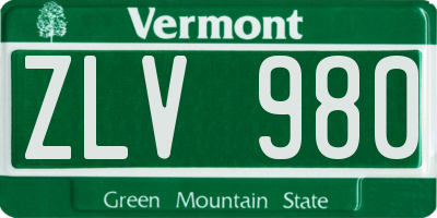 VT license plate ZLV980