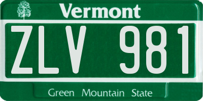 VT license plate ZLV981