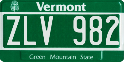 VT license plate ZLV982