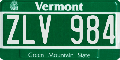 VT license plate ZLV984