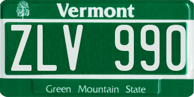 VT license plate ZLV990