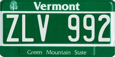 VT license plate ZLV992