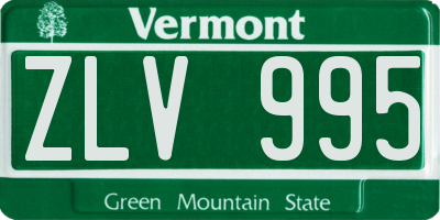 VT license plate ZLV995