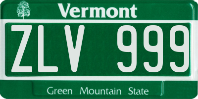 VT license plate ZLV999