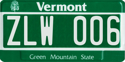 VT license plate ZLW006