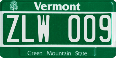 VT license plate ZLW009