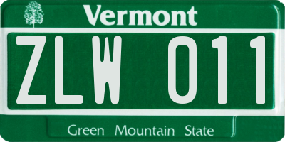 VT license plate ZLW011