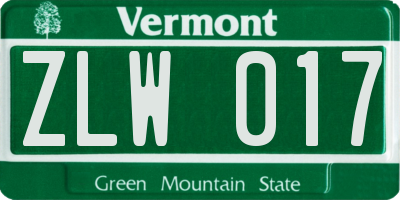 VT license plate ZLW017