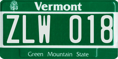 VT license plate ZLW018