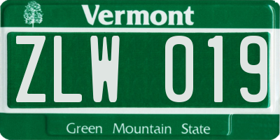 VT license plate ZLW019