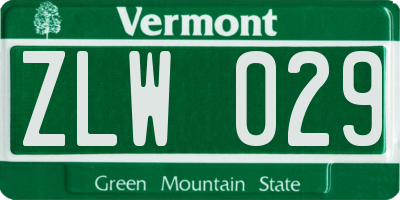 VT license plate ZLW029