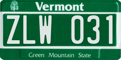 VT license plate ZLW031