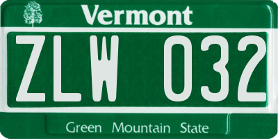 VT license plate ZLW032