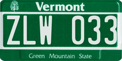 VT license plate ZLW033