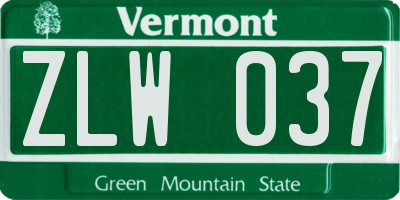 VT license plate ZLW037